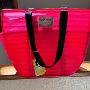 Bright Pink Tote with Black Straps